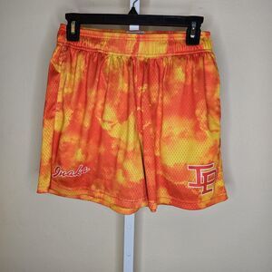 Inaka Power Lava Orange Red Mesh Shorts Men's Unisex M 4.5" Inseam
